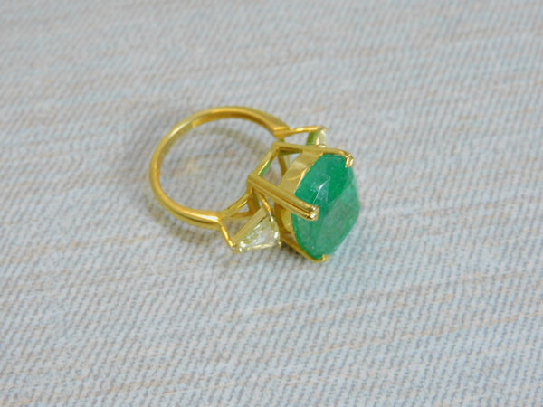 9.50 carat Cushion Shape Natural Emerald Cut Triangle Diamond Promise Ring 14k Gold Engagement Gift