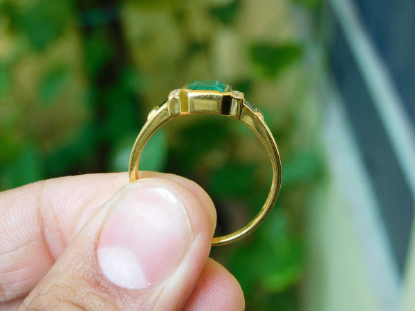 2.80 Carats Natural Emerald Men's Ring In 18K Solid Gold Men's Wedding Emerald Cut Mens Ring