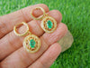 14K Gold Oval Shape Natural Emerald Diamond Dangle Earrings Vintage Style Women Earring