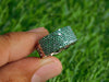 0.80 carat Round Shaped Natural Emerald Iced Out Green Stone Chain Link Ring For men's