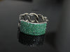 0.80 carat Round Shaped Natural Emerald Iced Out Green Stone Chain Link Ring For men's