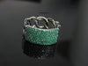1.30 carat Round Shaped Natural Emerald Iced Out Green Stone Chain Link Ring For men's