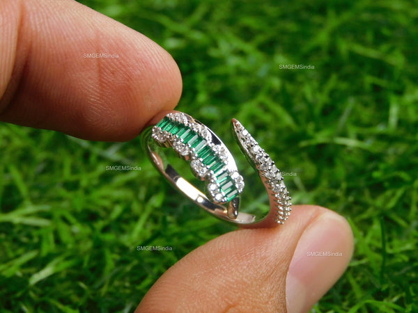 Sophisticated Baguette and Diamond Statement Ring in 14k Solid Gold -Luxurious Glamour!