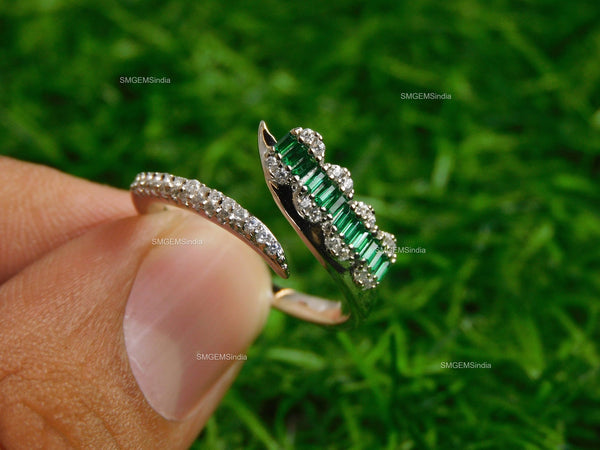 Sophisticated Baguette and Diamond Statement Ring in 14k Solid Gold -Luxurious Glamour!