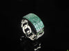 1.30 carat Round Shaped Natural Emerald Iced Out Green Stone Chain Link Ring For men's