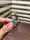 Timeless Emerald Cut Three-Stone Natural Emerald Ring with Baguette Diamonds in 14k Gold