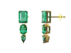 Emerald Cut , Pear Oval Three-Tier Natural Emerald Drop Earrings in 14K Gold