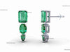 Emerald Cut , Pear Oval Three-Tier Natural Emerald Drop Earrings in 14K Gold