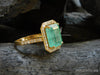4.50 Carat Natural Emerald and Diamond Halo Ring in 14K Gold Emerald Cut Engagement Ring