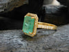 4.50 Carat Natural Emerald and Diamond Halo Ring in 14K Gold Emerald Cut Engagement Ring