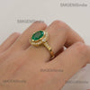 2.10 carat Elegant Oval Cut Natural Emerald Promise Ring with Sparkling Diamonds Accent and Split Band Design