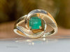Octagon Shape Natural Emerald Engagement Ring in 14K Gold Modern Twist Band Design