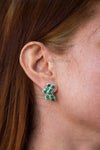 Natural Emerald Cluster Statement Earring studs in 14k and 18k Gold with Diamond Accents