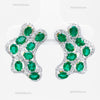 Natural Emerald Cluster Statement Earring studs in 14k and 18k Gold with Diamond Accents