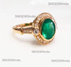 2.10 carat Elegant Oval Cut Natural Emerald Promise Ring with Sparkling Diamonds Accent and Split Band Design