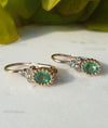 2.10 carat Oval Natural Emerald Dangle Earrings with Diamond Cluster 14K Gold Gift for Her