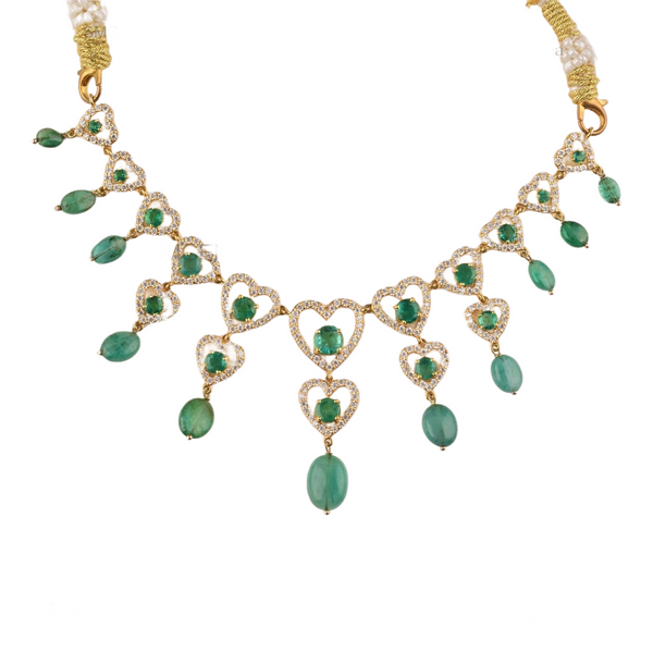Romantic Natural Emerald Heart Necklace Green Gemstone with Diamond Frame Symbol of Love and Elegance