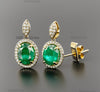 Vintage-Inspired Oval shape Natural Emerald Diamond Halo Earrings