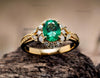 2.50 carat Oval Cut Emerald and Diamond Halo Ring in 14K Gold Vintage Engagement Ring