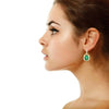 5.50 carat Oval Natural Emerald and Diamond Dangle Earrings in 14K Gold Green Gemstone Jewelry