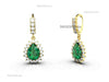 2.40 Carat Pear Shaped Natural Emerald Halo Earrings Fine Gold Drop Earrings for Women in 18k Gold