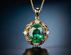 4.3 CARAT Oval Emerald and Diamond Halo Pendant in Solid Gold Timeless Green Gemstone Jewelry