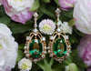 5.50 carat Oval Natural Emerald and Diamond Dangle Earrings in 14K Gold Green Gemstone Jewelry