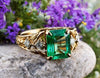 2.80 carat Octagon Natural Emerald And Diamond Engagement Ring in 18k gold Gift For Her