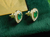 Natural Emerald Teardrop Halo Stud Earrings in 14k gold Fine Gold Jewelry