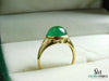 Real Emerald Cabochon Men's Ring - 18k Gold & Diamond May Birthstone