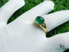 Real Emerald Cabochon Men's Ring - 18k Gold & Diamond May Birthstone