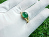 Real Emerald Cabochon Men's Ring - 18k Gold & Diamond May Birthstone