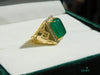 10.50 Carats Natural Emerald Cabochon Sugar Loaf Stone Ring - Valentines Day Men's Gift Ring