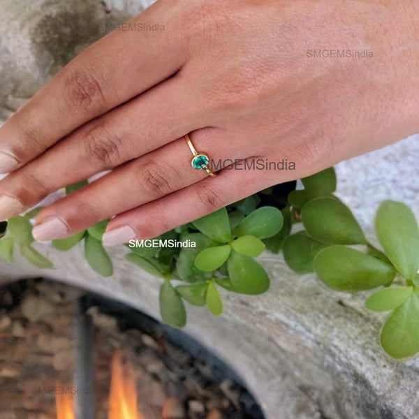 Oval Zambian Emerald Ring Solitaire Ring 14k Solid Gold May Birthstone