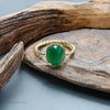 2.40 carat Natural Cabochon Emerald Solitaire 14K Gold Ring Anniversary Wedding Gift Ring