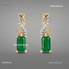 Emerald cut Natural Emerald and Diamond Twist Drop Earrings in 14K Gold Wedding Gift for her