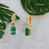 Emerald cut Natural Emerald and Diamond Twist Drop Earrings in 14K Gold Wedding Gift for her