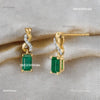 Emerald cut Natural Emerald and Diamond Twist Drop Earrings in 14K Gold Wedding Gift for her