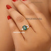 4.10 carat Modern Emerald cut Natural Emerald & Diamond Asymmetric Promise Ring in 14KGold