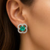 1.40 Carats Natural Emerald round shape Pair earrings for woman's in 14k solid gold Studs earrings