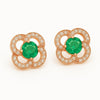 1.40 Carats Natural Emerald round shape Pair earrings for woman's in 14k solid gold Studs earrings