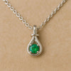 1.10 Round Natural Emerald pear-shaped open-frame design Pendant 14k Gold Solitaire Necklace