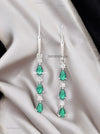 1.30 carat Pear Zambian Emerald Diamond Dangle Earrings 14k Gold Gift