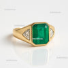 10.20 Carats Natural Emerald And Moissanite Men's Ring May Birthstone Ring