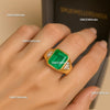 10.20 Carats Natural Emerald And Moissanite Men's Ring May Birthstone Ring