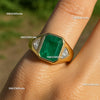 10.20 Carats Natural Emerald And Moissanite Men's Ring May Birthstone Ring
