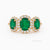 3.50ct Oval Cut Emerald Ring in Halo Setting Diamonds 14k Gold Three Stone Emerald Engagement Ring