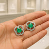 1.40 Carats Natural Emerald round shape Pair earrings for woman's in 14k solid gold Studs earrings