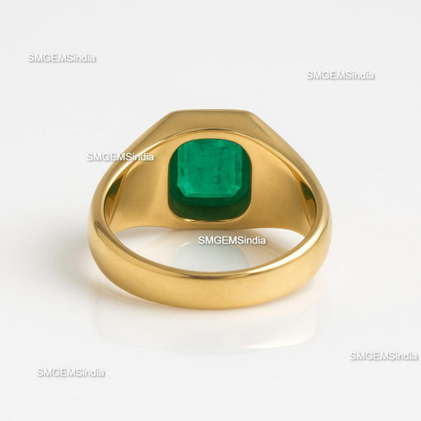 10.20 Carats Natural Emerald And Moissanite Men's Ring May Birthstone Ring