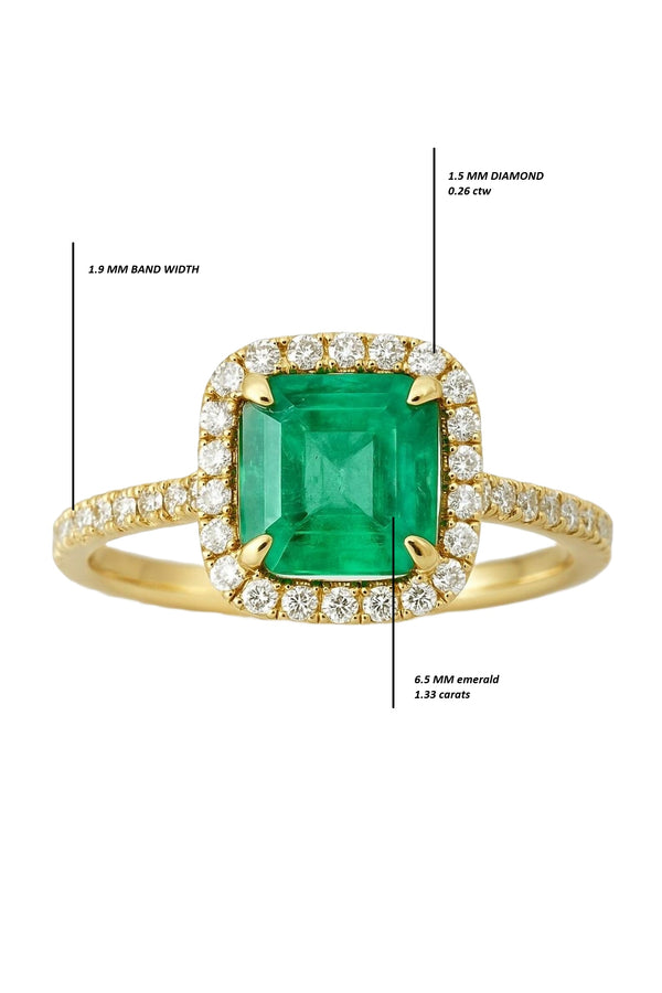 Achteckiger Verlobungsring mit natürlichem Smaragd und Diamanten, Jubiläumsgeschenkring